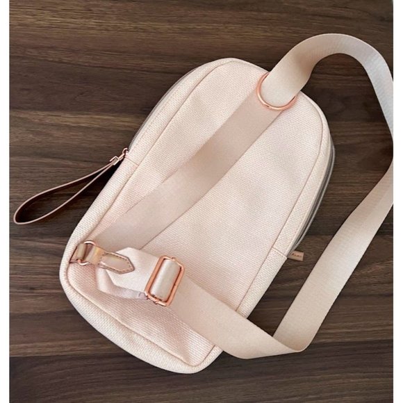 Pink Woven Holographic Mini Crossbody Backpack Bag - Picture 5 of 10